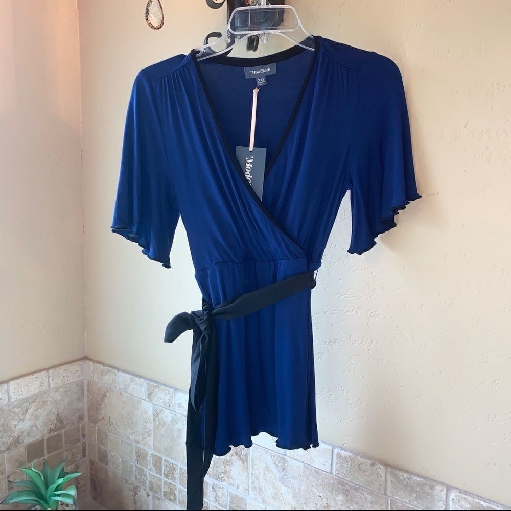 Modcloth Outgoing Guidance Wrap Top Blouse XXS - Picture 2 of 3